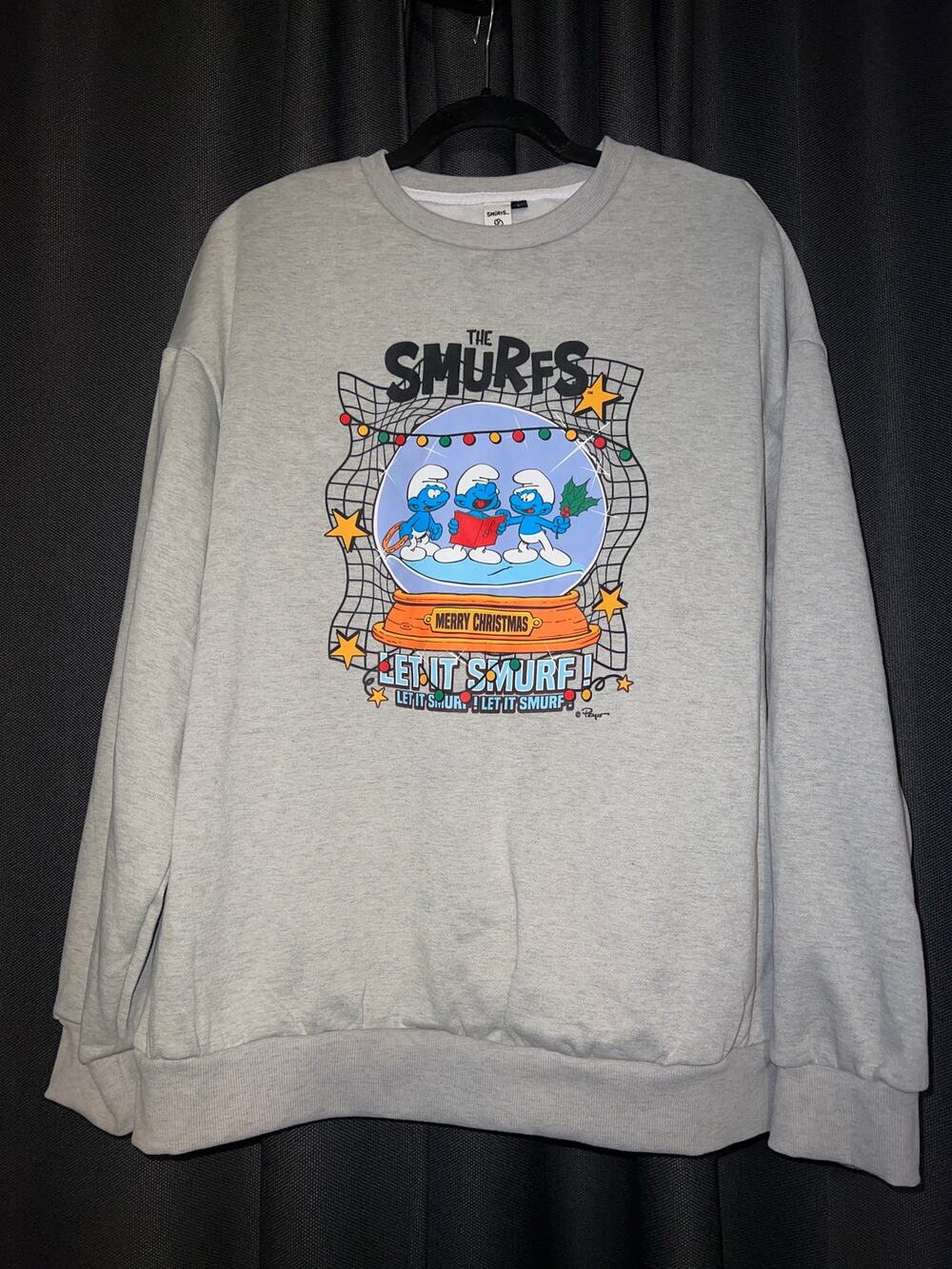 Ugly Christmas Sweater Xmas Sweatshirt Crewneck Size Large The Smurfs